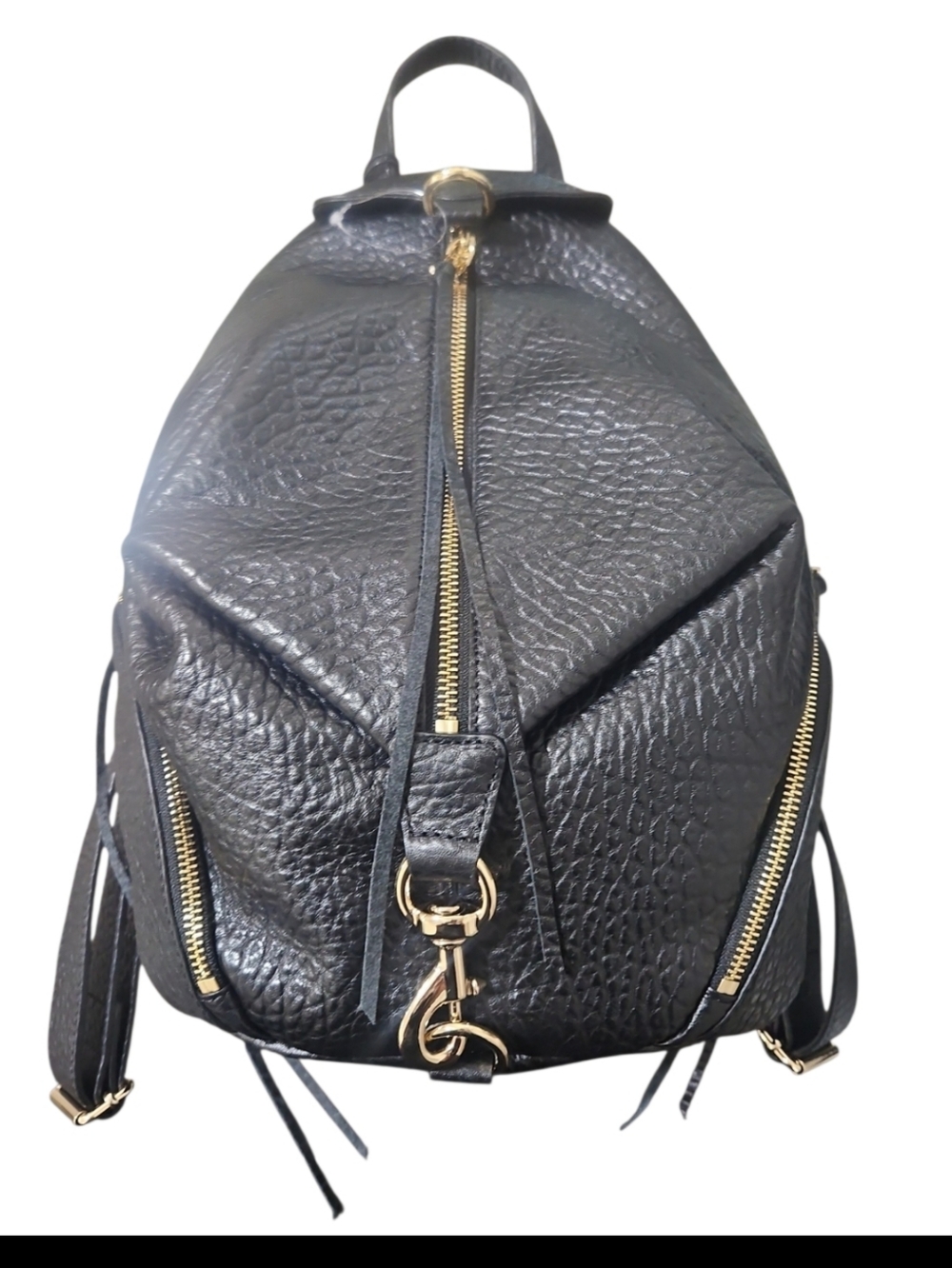 Rebecca Minkoff Julian Black Pebbled Leather Backpack - Gold Hardware NWT - Picture 10 of 15